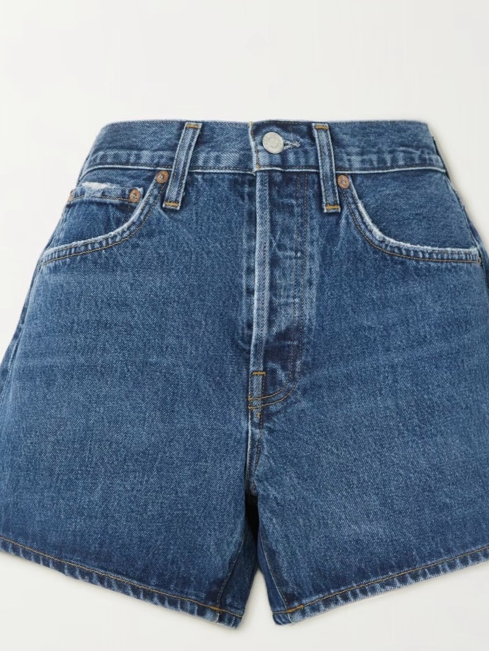 Agolde Parker Long Medium Wash Denim Shorts - Picture 3 of 7